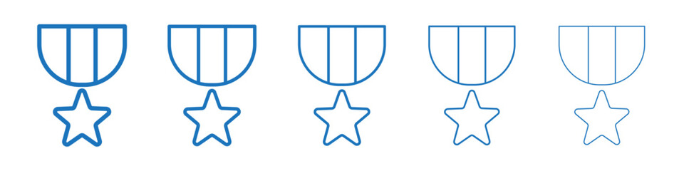 Military medal icon Symbol collection thin outline set