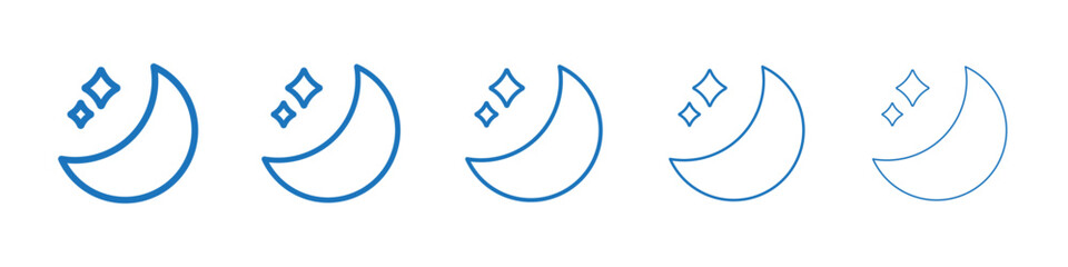 Moon star icon Symbol collection thin outline set