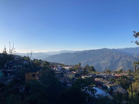 First rays of sun at dawn in Texcatepec, Veracruz, Mexico. Texcatepec has a mainly temperate climate and abundant rainfall in summer and early fall.