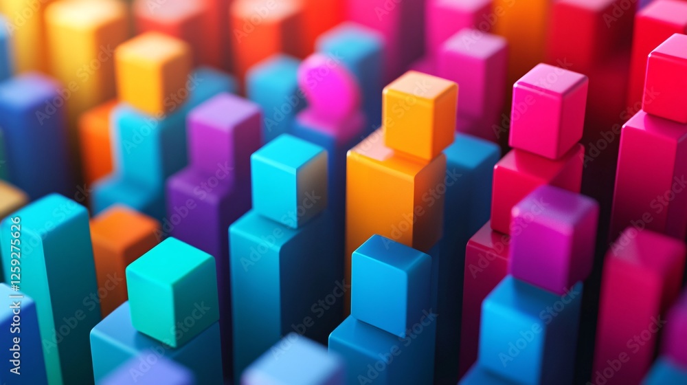 Poster abstract colorful cubes forming modern background design