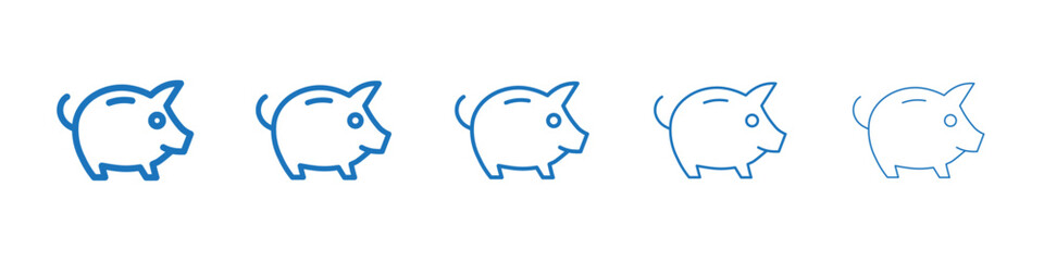 Piggy bank icon Symbol collection thin outline set