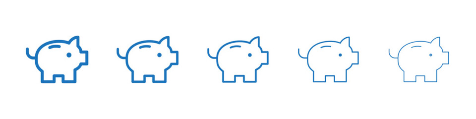 Piggy bank icon Symbol collection thin outline set