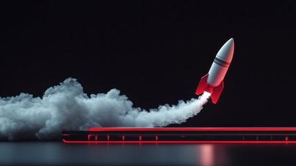 Bold rocket launch, signifying innovation and technological advancement