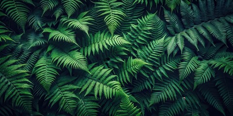Lush Green Fern Fronds Create a Natural Textured Background for Design Projects and Nature-Themed Applications