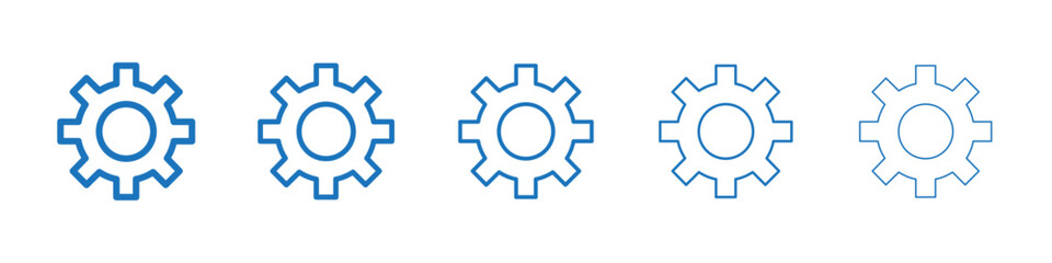 Settings gear icon Symbol collection thin outline set