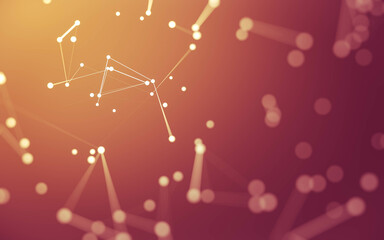 Abstract background. Molecules technology with polygonal shapes, connecting dots and lines. Connection structure. Big data visualization.