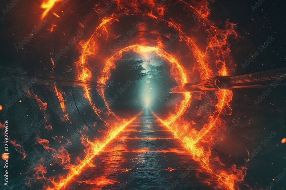 Poster dynamic retro overlay with fiery glow and documentary grain texture