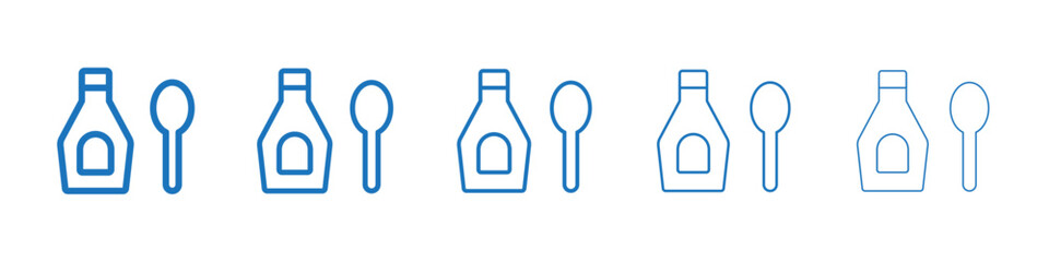 Syrup medicine bottle icon Symbol collection thin outline set