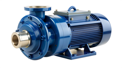 Industrial Blue Centrifugal Pump isolated on white background as transparent. PNG.AI GENERATED