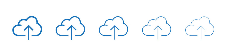 Upload to Cloud icon Symbol collection thin outline set
