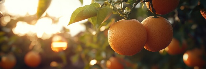Golden Hour Oranges: A Vibrant Sunset in the Citrus Grove