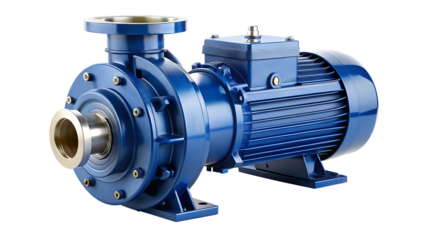 Industrial Blue Centrifugal Pump isolated on white background as transparent. PNG.AI GENERATED