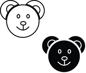 Bear Face Icon with Transparent Background. – Line icon of a bear’s face representing wildlife, animals, and nature with transparent background.