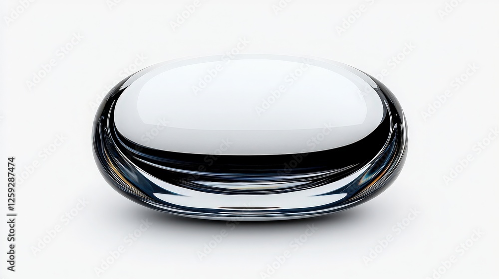 Poster modern smooth oval shape glass object with soft reflection