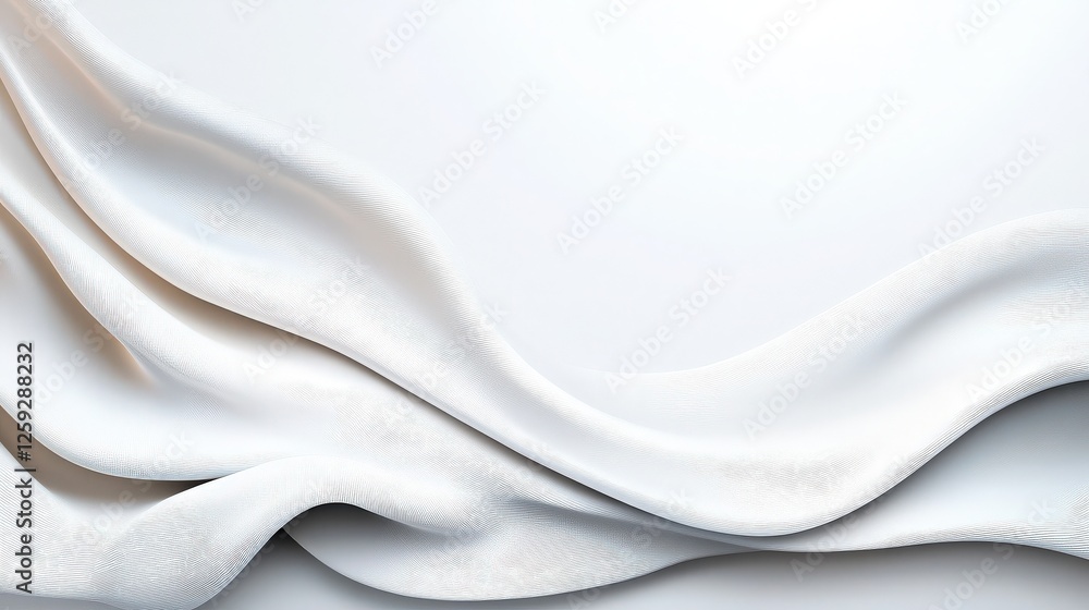 Poster elegant white fabric waves on a soft background for design use