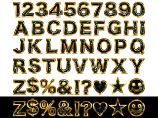 ミラータイル2、文字フチ1金、16青緑