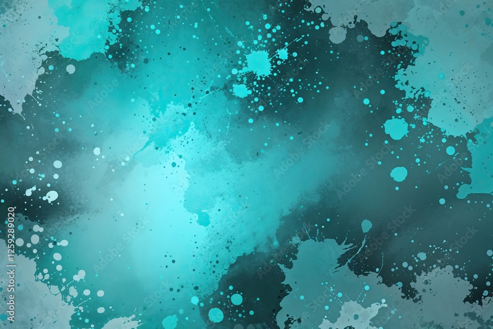 Poster bright turquoise gradient background with muted splatter texture for creative projects