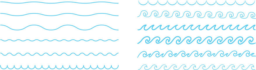 Sea wave pattern background. Blue line ocean wave ornament pattern. Ocean wave shape pattern. Water line background