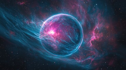 Obraz premium Celestial Orb Enveloped In Cosmic Nebulae
