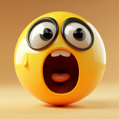 Fototapeta premium Glossy & Vibrant 3D Emoji with Expressive Face, Generative AI