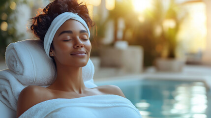 Black Woman Relaxing  Spa Self-Care