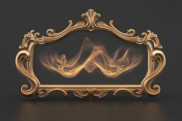 Gilded Frame Projection A golden ornate frame with a soft projection of abstract lights moving fluidly inside 