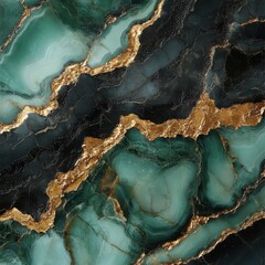 Obraz premium Elegant Dark Green and Gold Abstract Marble Texture Background