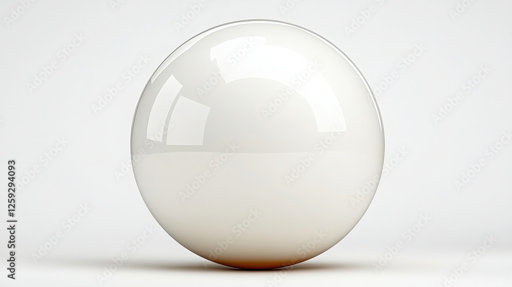 Poster glossy white sphere on soft gray background with reflection