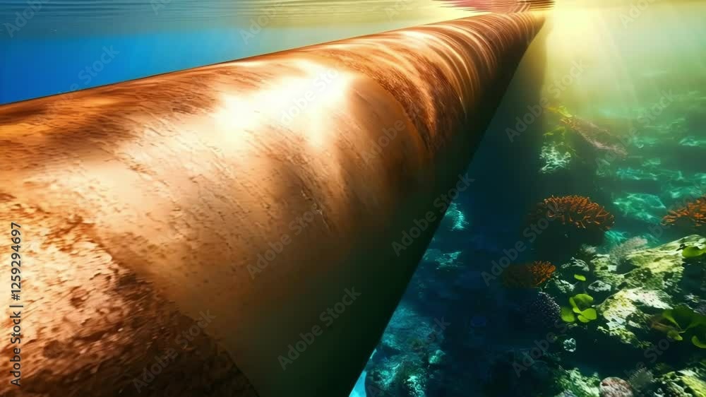 Poster warm sunlight filtering through water, creating mesmerizing light patterns dancing across expansive 