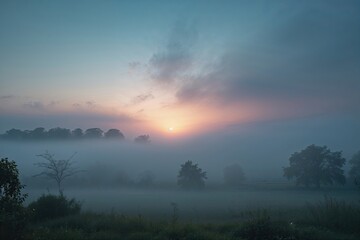 Mysterious Dusk Fog Background with Hazy Soft Light Effects
