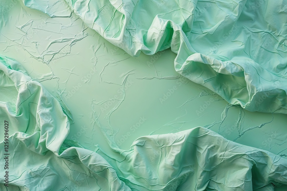 Poster calming mint gradient background with crinkled texture for artistic serenity