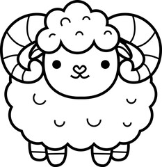 cute sheep animal cartoon ,clipart, doodle, Hand drawn style ,png ,illustration	