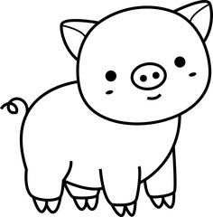 cute pig animal cartoon ,clipart, doodle, Hand drawn style ,png ,illustration	