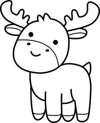 deer cute animal cartoon ,clipart, doodle, Hand drawn style ,png ,illustration	