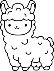 cute llama animal cartoon ,clipart, doodle, Hand drawn style ,png ,illustration	