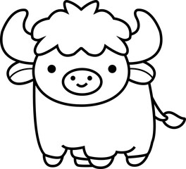 cute bull animal cartoon ,clipart, doodle, Hand drawn style ,png ,illustration	