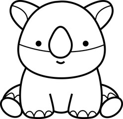 cute rhinoceros animal cartoon ,clipart, doodle, Hand drawn style ,png ,illustration	