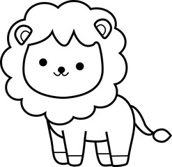 cute lion animal cartoon ,clipart, doodle, Hand drawn style ,png ,illustration	
