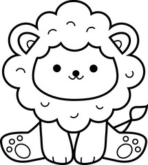 cute lion animal cartoon ,clipart, doodle, Hand drawn style ,png ,illustration	
