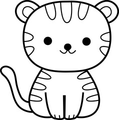 cute tiger animal cartoon ,clipart, doodle, Hand drawn style ,png ,illustration	