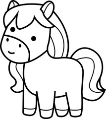 cute horse animal cartoon ,clipart, doodle, Hand drawn style ,png ,illustration	
