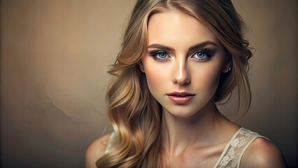 Fototapeta premium Stunning Studio Portrait of a Graceful Woman Masterful Lighting and Composition Techniques