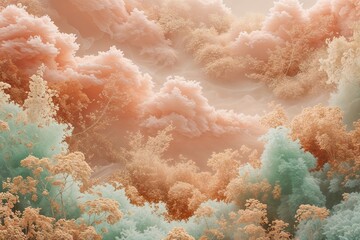 Serene Ethereal Peach Mint Gold Drift Backdrop with Calming Visual Noise Texture for Peaceful Design