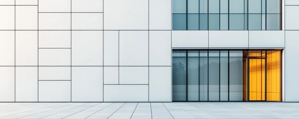 Fototapeta premium Futuristic building facade design urban location minimalist style