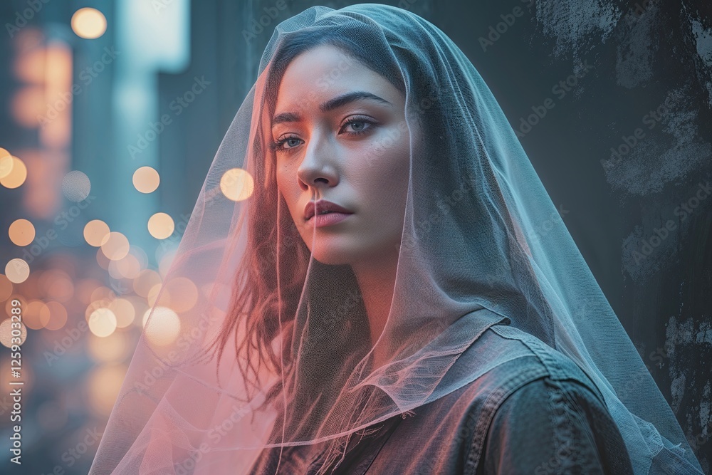 Aufkleber layered gradient veil effect with urban noise overlay and texture for visual design