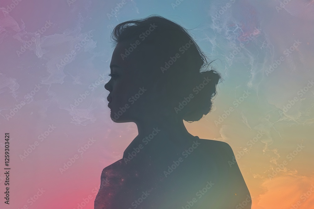Aufkleber mottled color gradient overlay with sharp silhouette and texture distortion effect