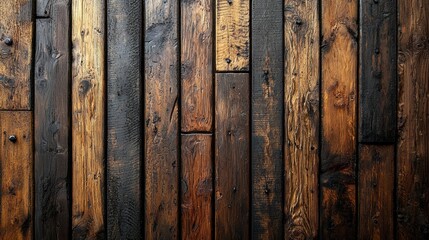 Close-up view of a rustic wooden wall showcasing various textures and colors in a cozy setting