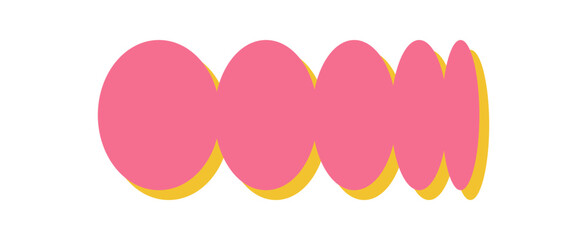 Brutalist abstract shape creates a bold visual. Unique oval figure with flat design element adds modern appeal. A playful icon with shadow offers trendy context, ideal for graphic and artistic usage.