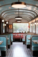 Obraz premium Classic diner with retro booths and nostalgic decor