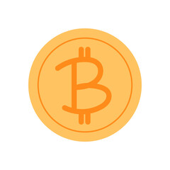 Bitcoin coin represents a digital currency. This golden coin symbolizes the economy and finance. Ideal for illustrating payment concepts, profit, and investment in digital currency.